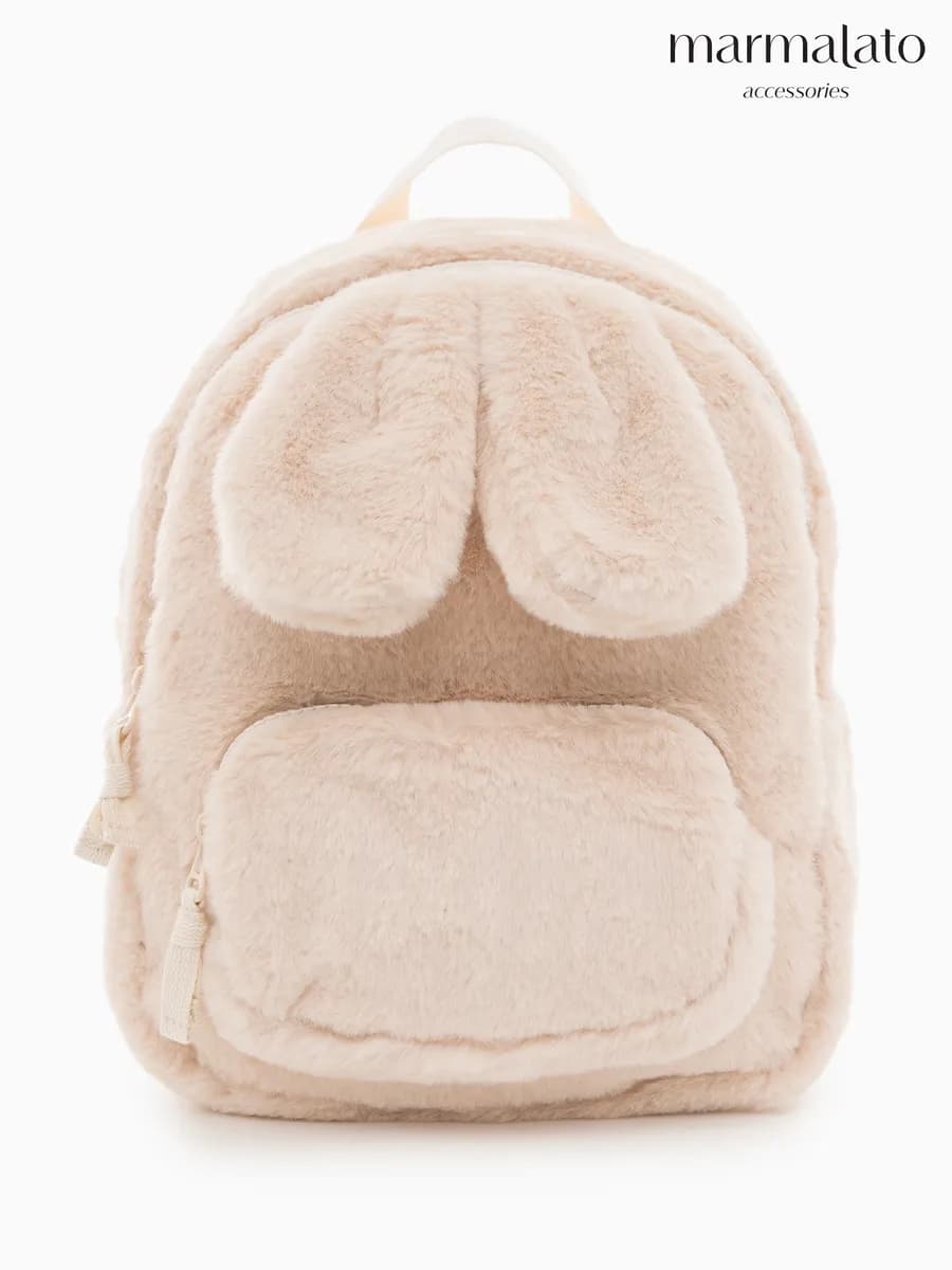 рюкзак зайка с ушками для девочки пушистый маленький