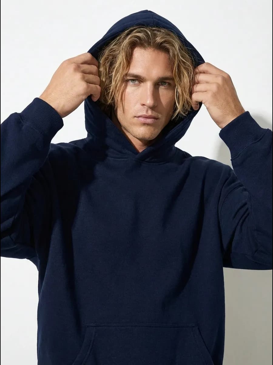 Худи оверсайз теплое с капюшоном и начесом - фото 1