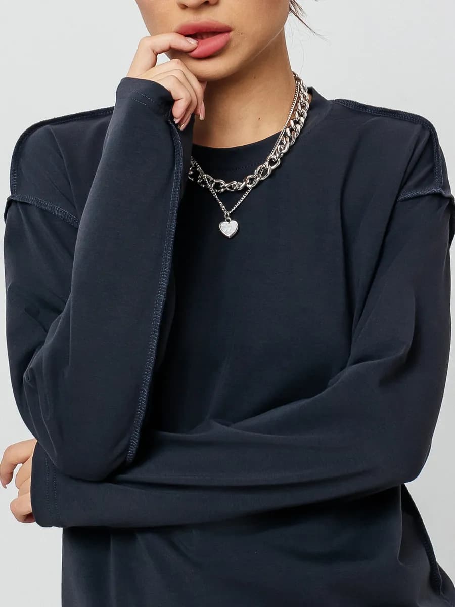 Лонгслив оверсайз базовый больших размеров