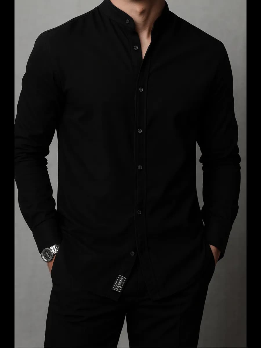 Рубашка классическая приталенная с воротником стойкой