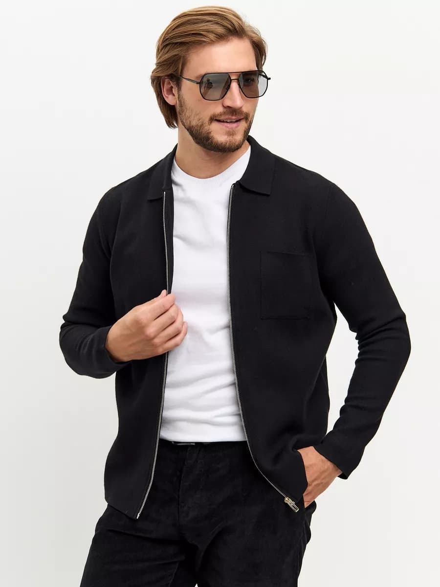 Кардиган на молнии офисный кофта теплая - фото 1