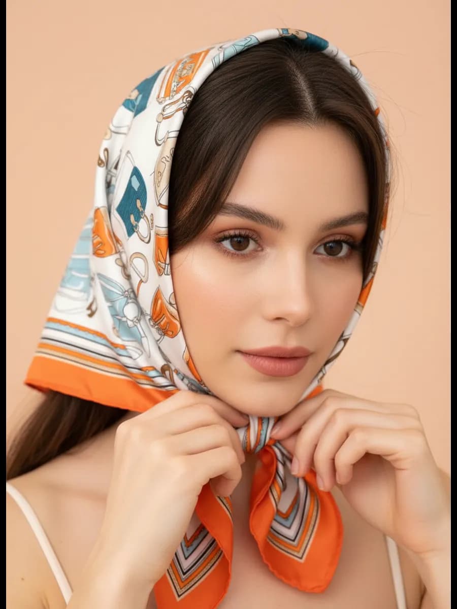 Платок шелковый на шею и голову
