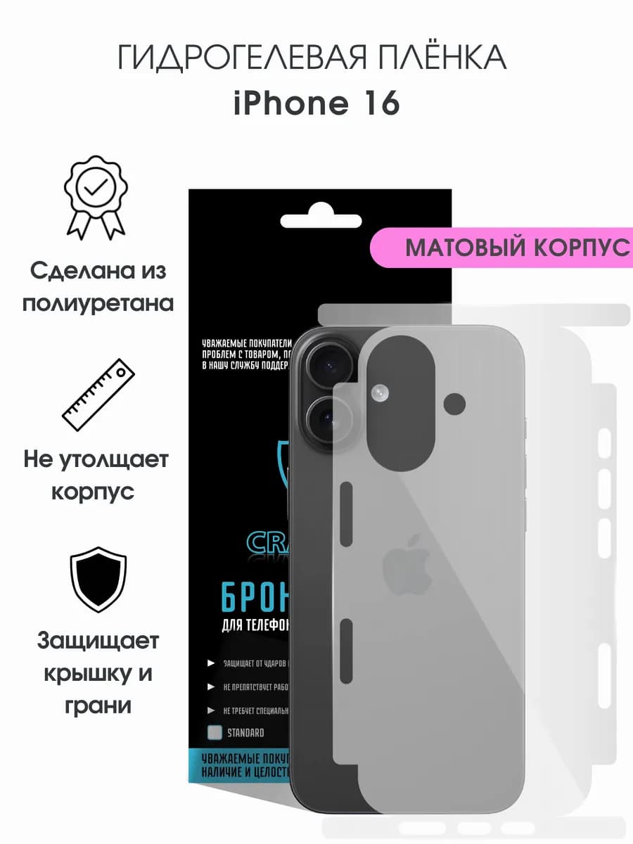 Защитная гидрогелевая пленка на корпус iPhone 16