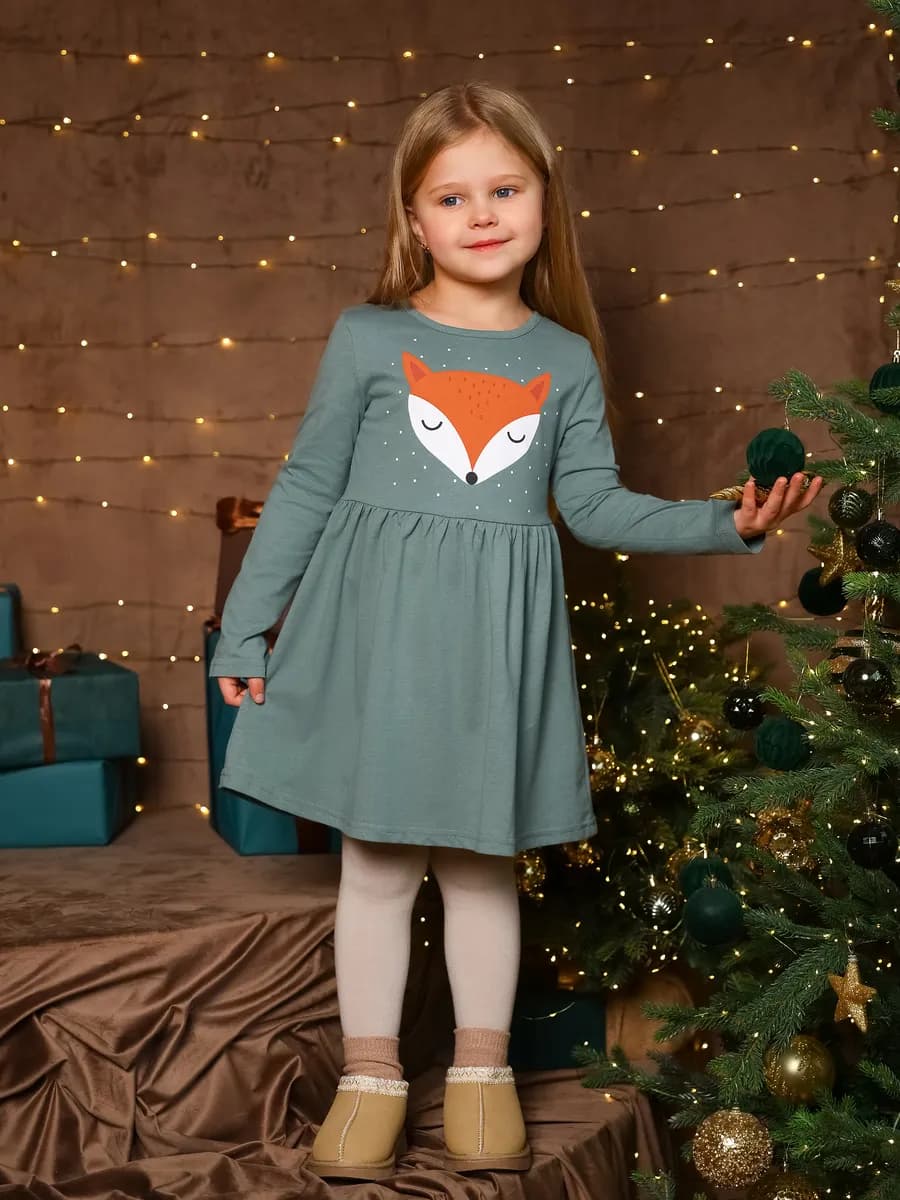 Платье в садик с длинным рукавом