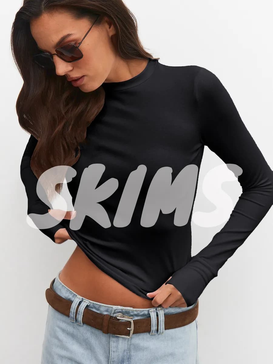 Лонгслив скимс облегающий с вырезом для пальца