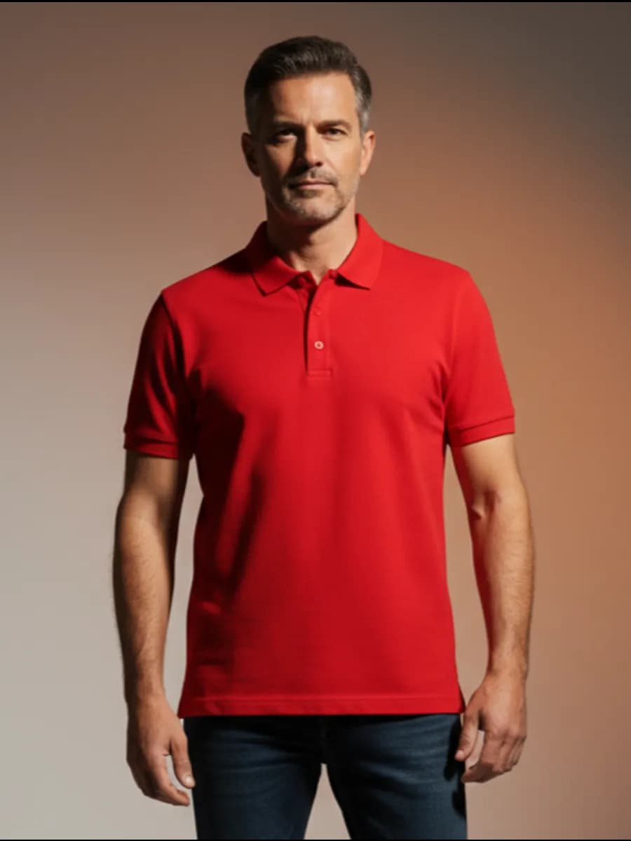 Футболка поло красная однотонная хлопок 100%
