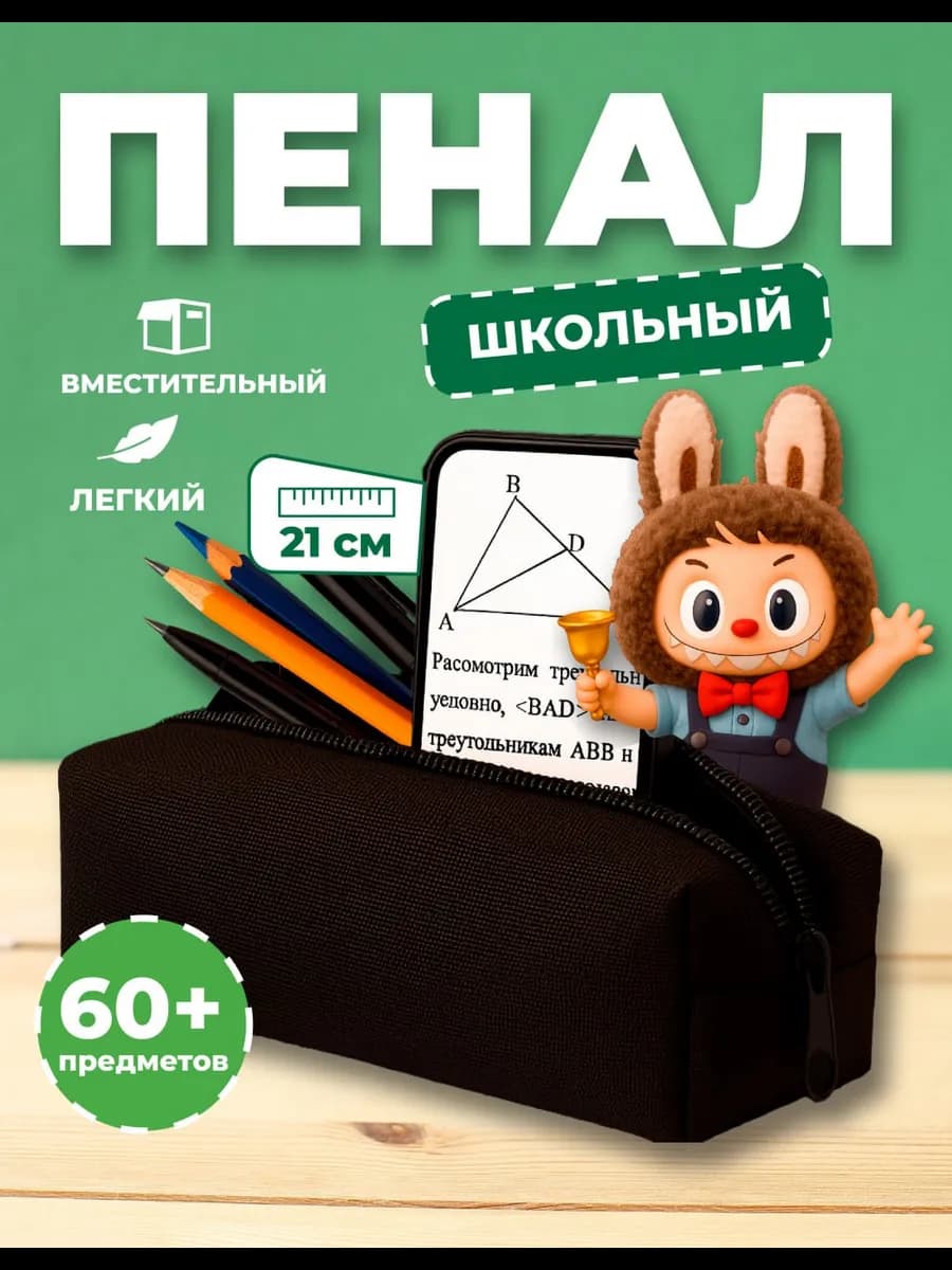 Пенал школьный черный