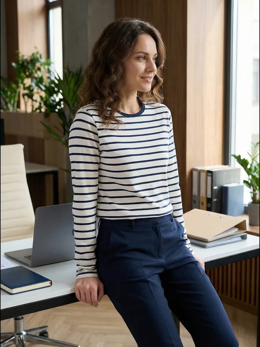 Лонгслив женский тельняшка в полоску