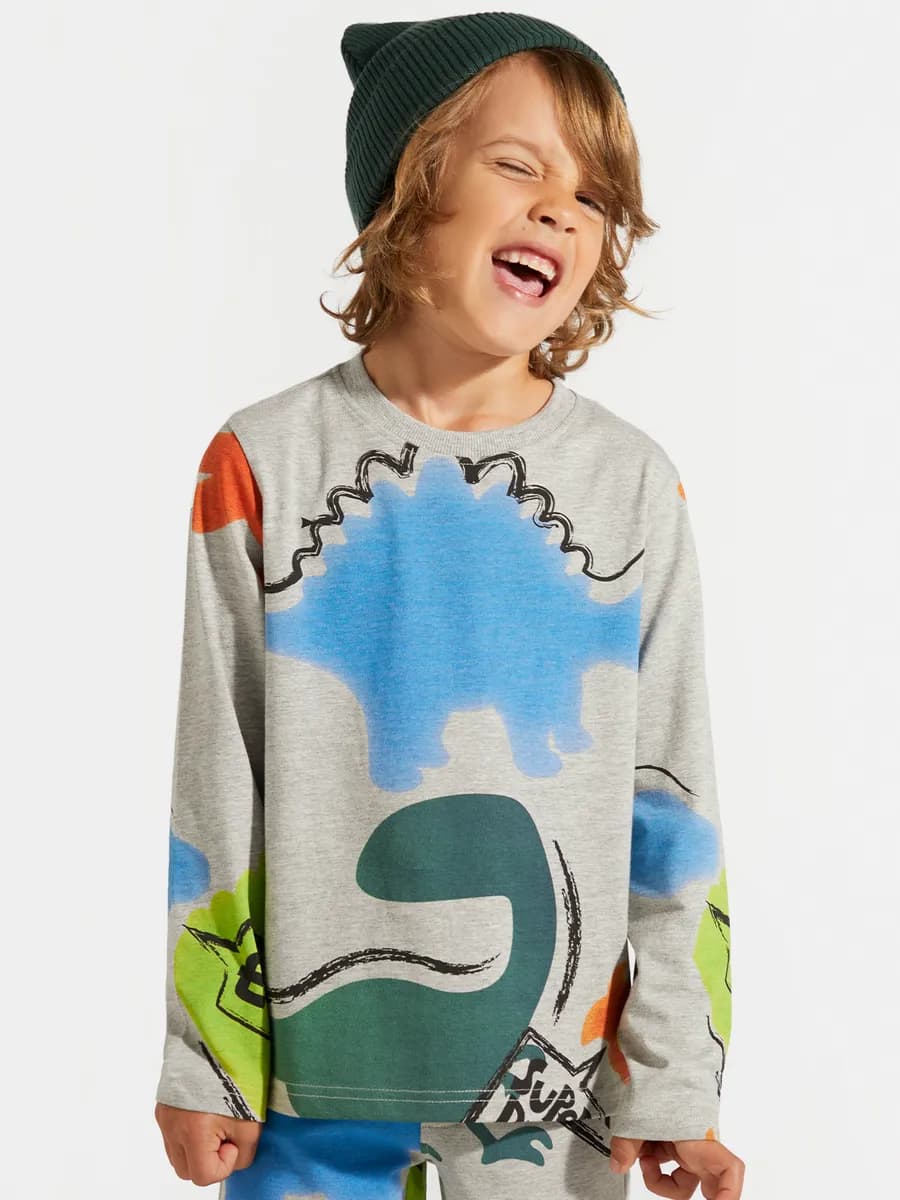 Лонгслив с принтом динозавров