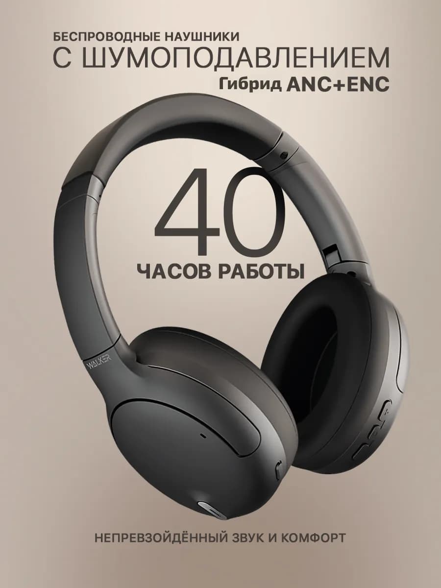 Наушники беспроводные большие с шумоподавлением микрофоном