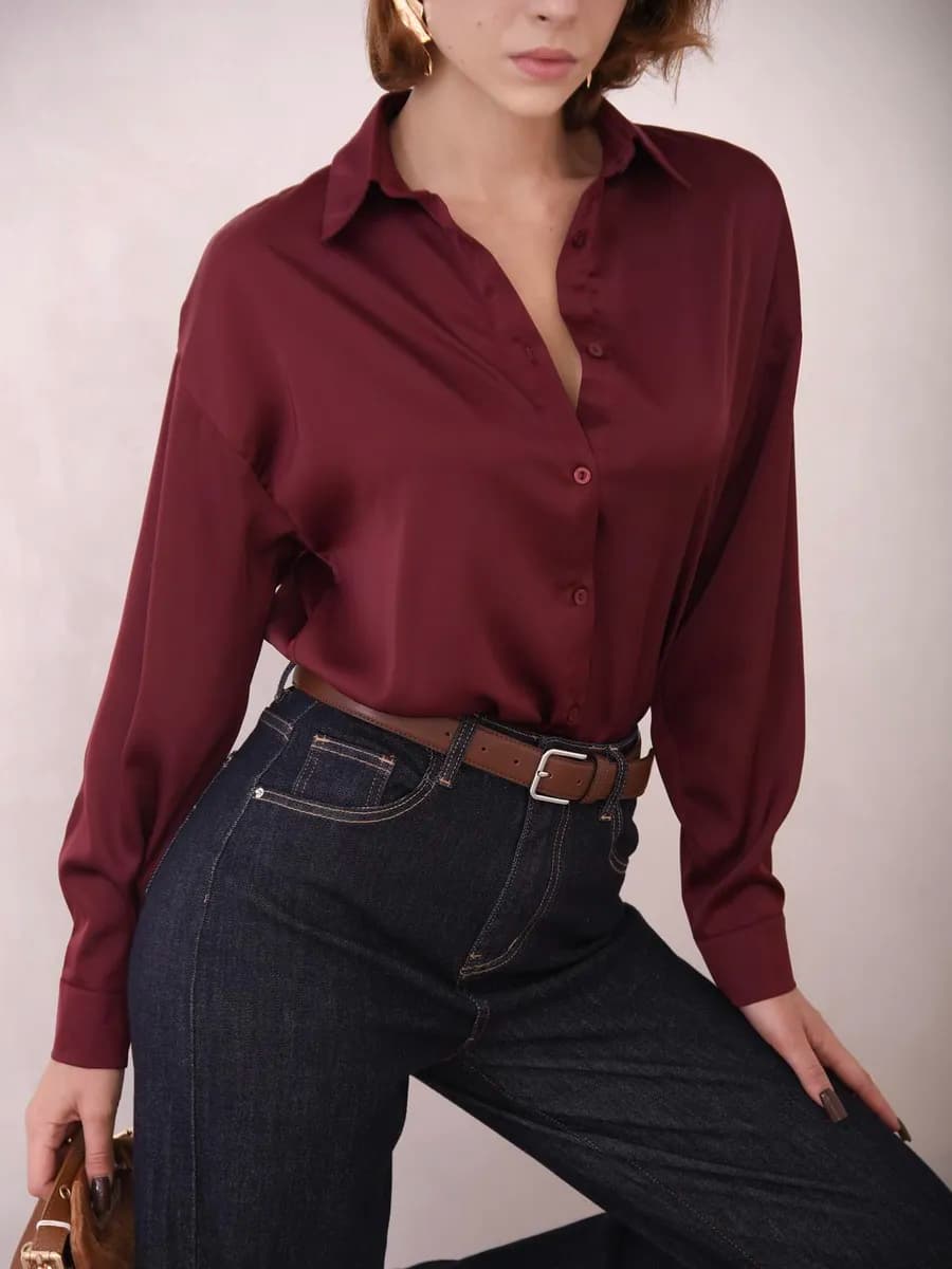 Рубашка блузка оверсайз шелковая