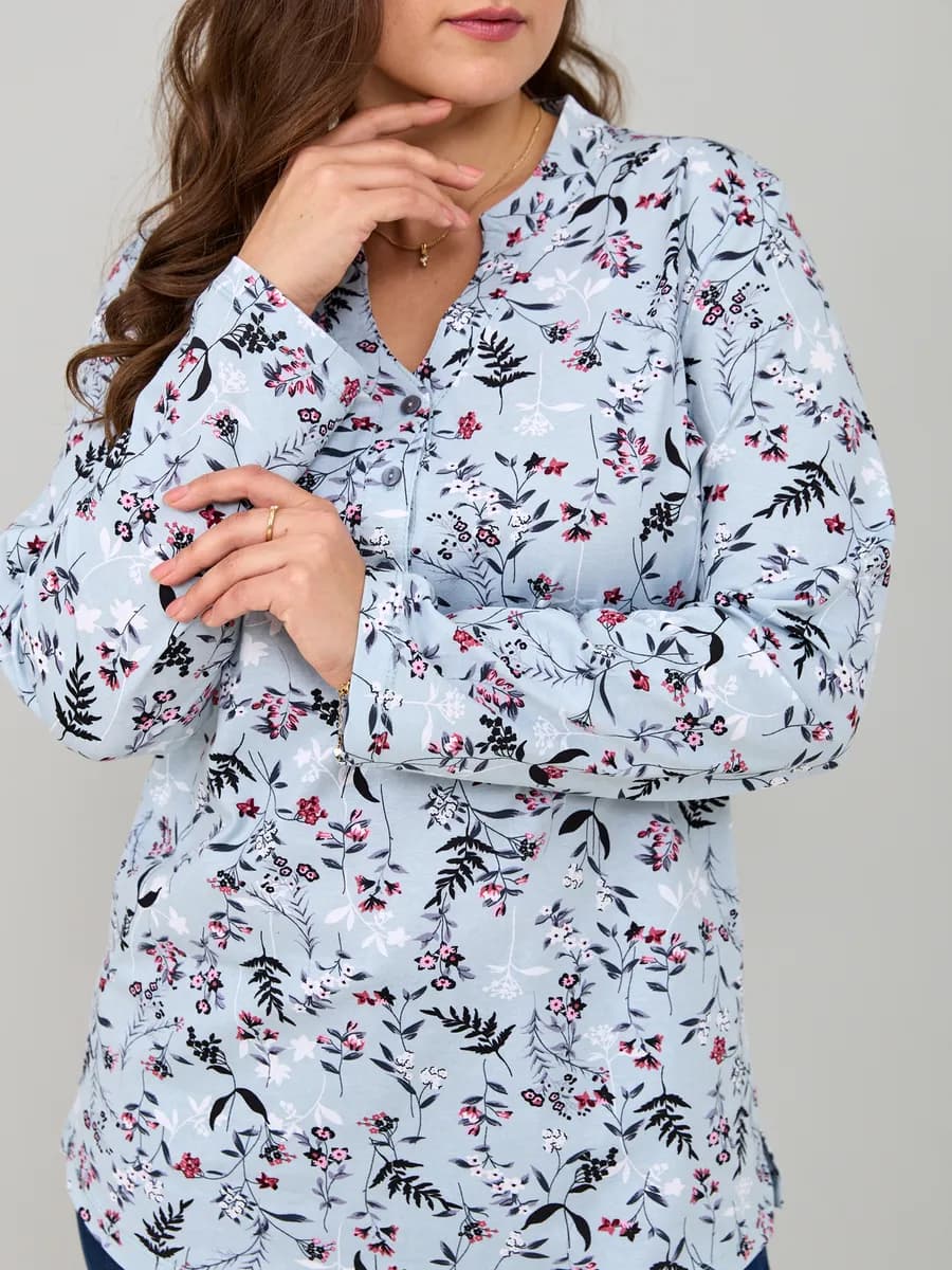 Блузка трикотажная с длинным рукавом хлопок