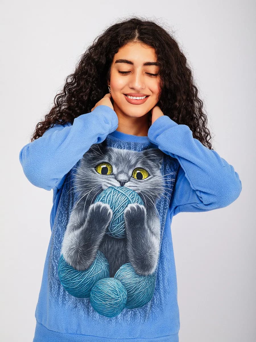 Флисовый свитшот с принтом