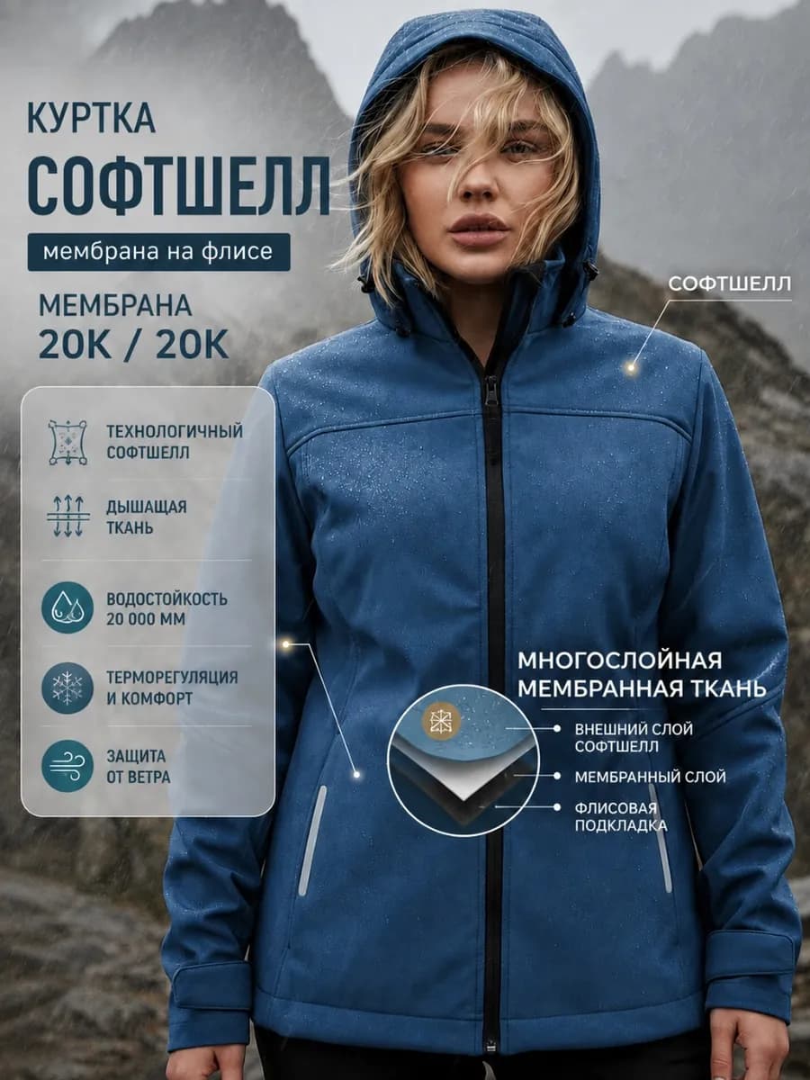 Куртка софтшелл на флисе мембранная