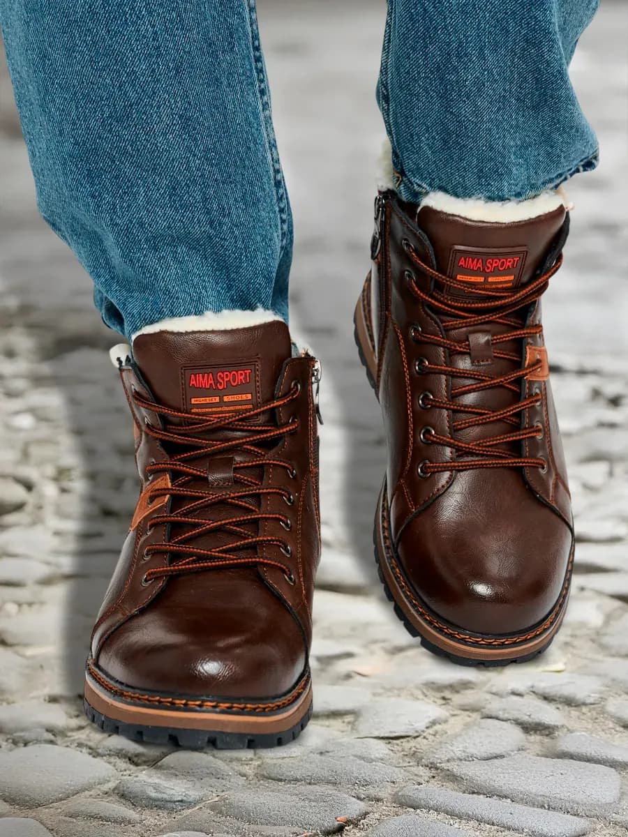 Ботинки зимние из кожи