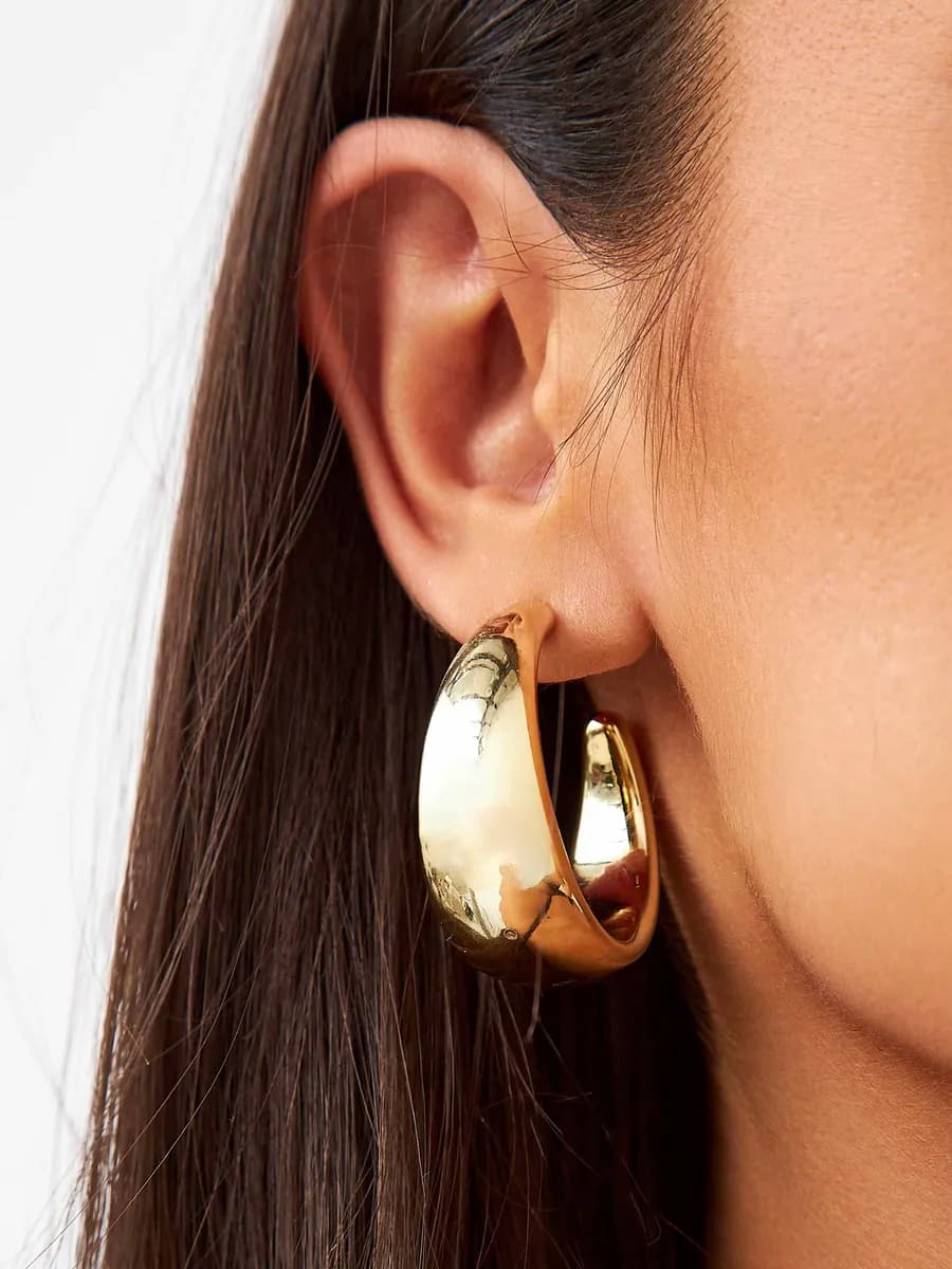 Серьги кольца с золотистым покрытием крупные