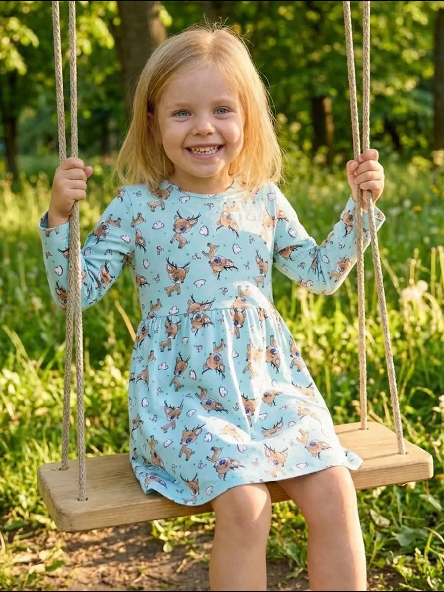 Платье для девочки с длинным рукавом в сад или прогулку