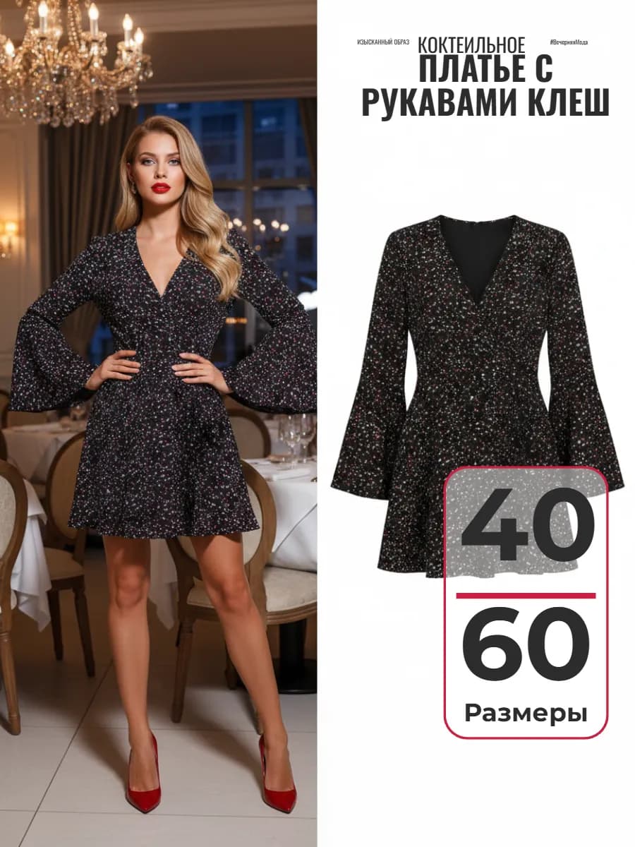 Платье вечернее праздничное на запах корпоратив новогоднее