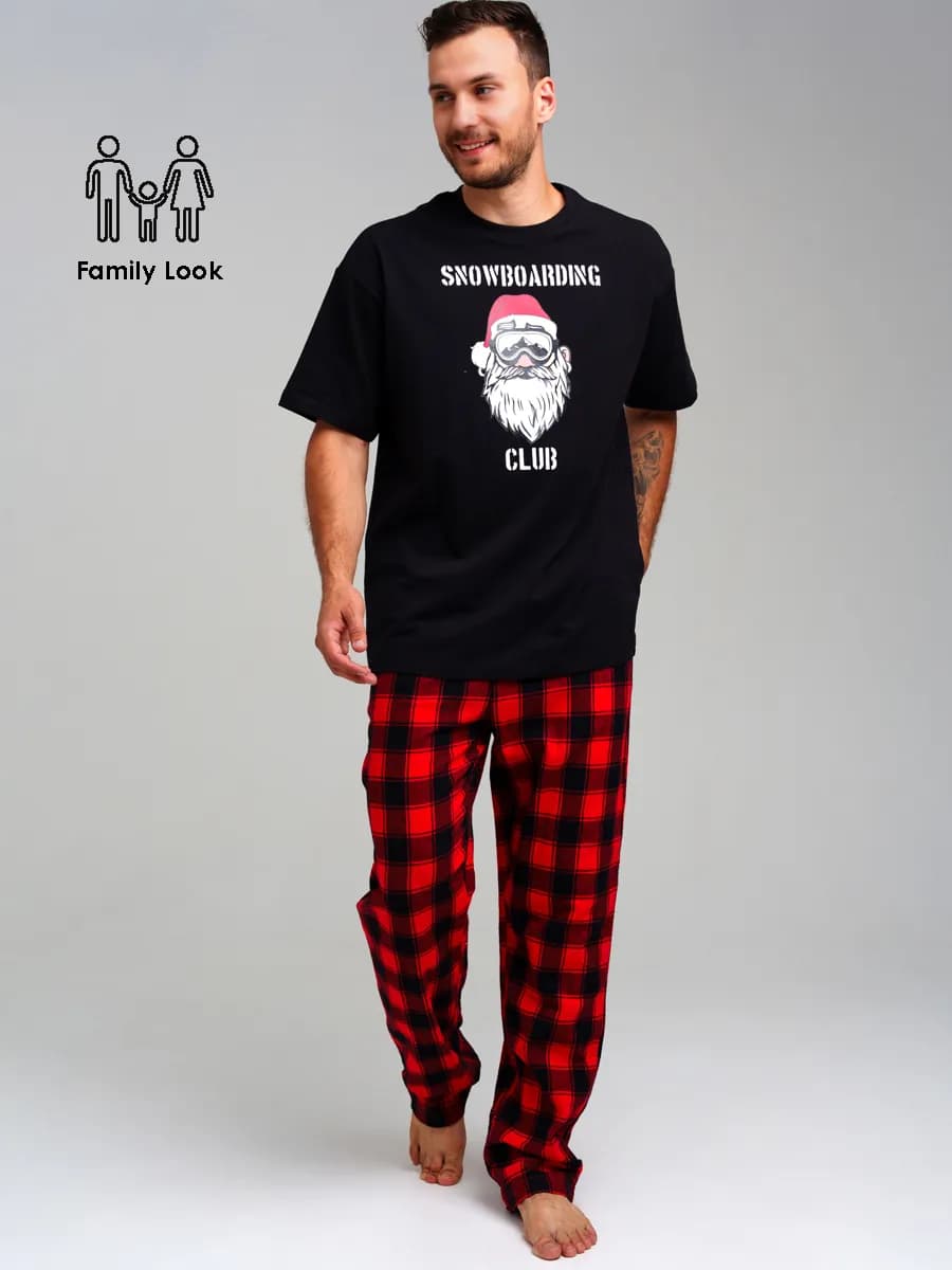 Пижама хлопковая новогодняя костюм домашний футболка, брюки