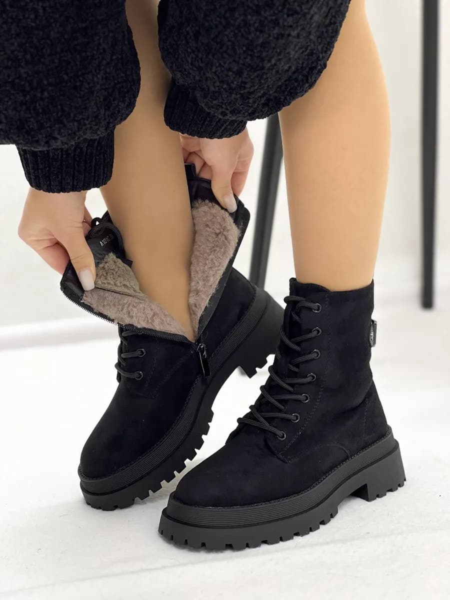 Ботинки зимние замшевые с мехом берцы