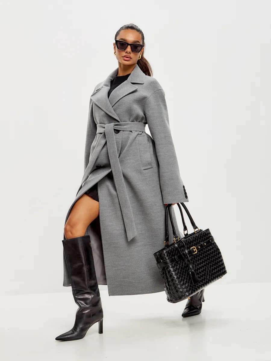 Длинное демисезонное Пальто оверсайз веснаосень