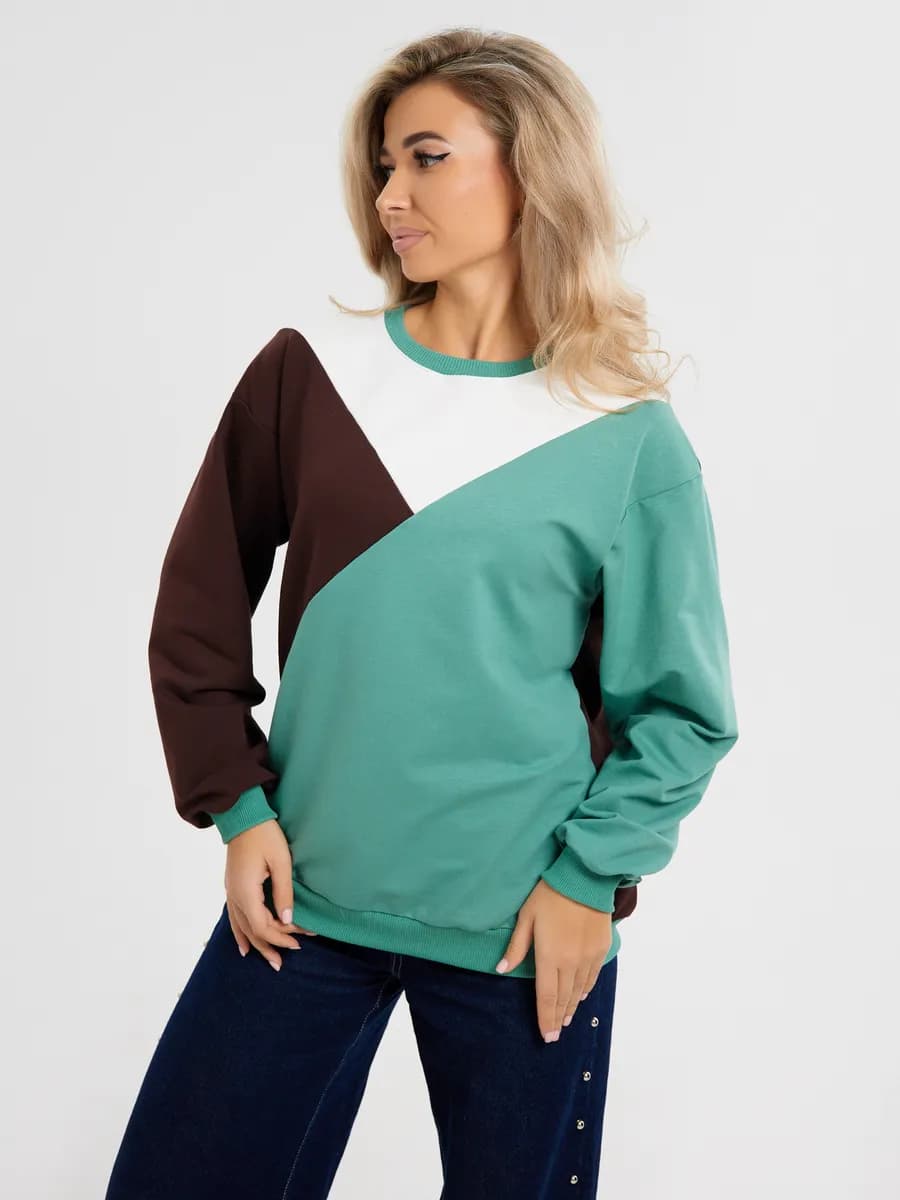 Свитшот оверсайз хлопковый трикотажный