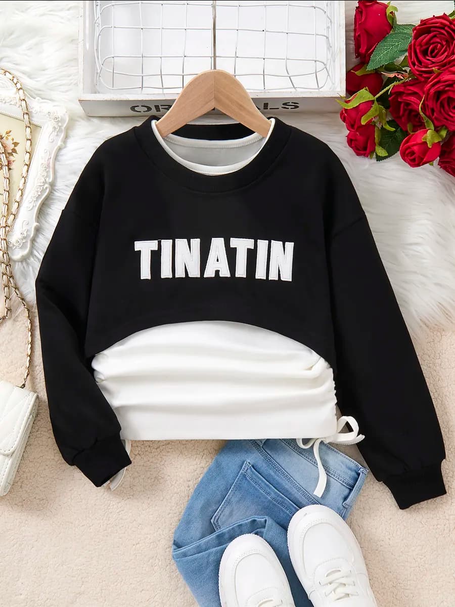 Cвитшот оверсайз укороченный с майкой лонгслив