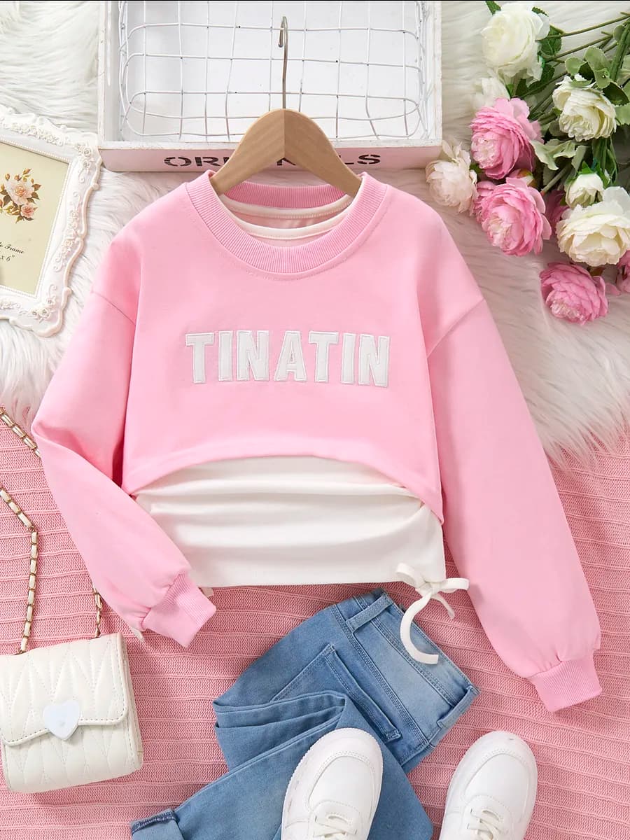 Свитшот оверсайз укороченный с майкой лонгслив - фото 1