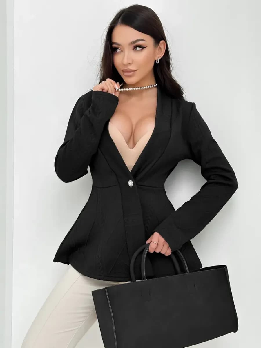 Жакет приталенный трикотажный пиджак удлиненный