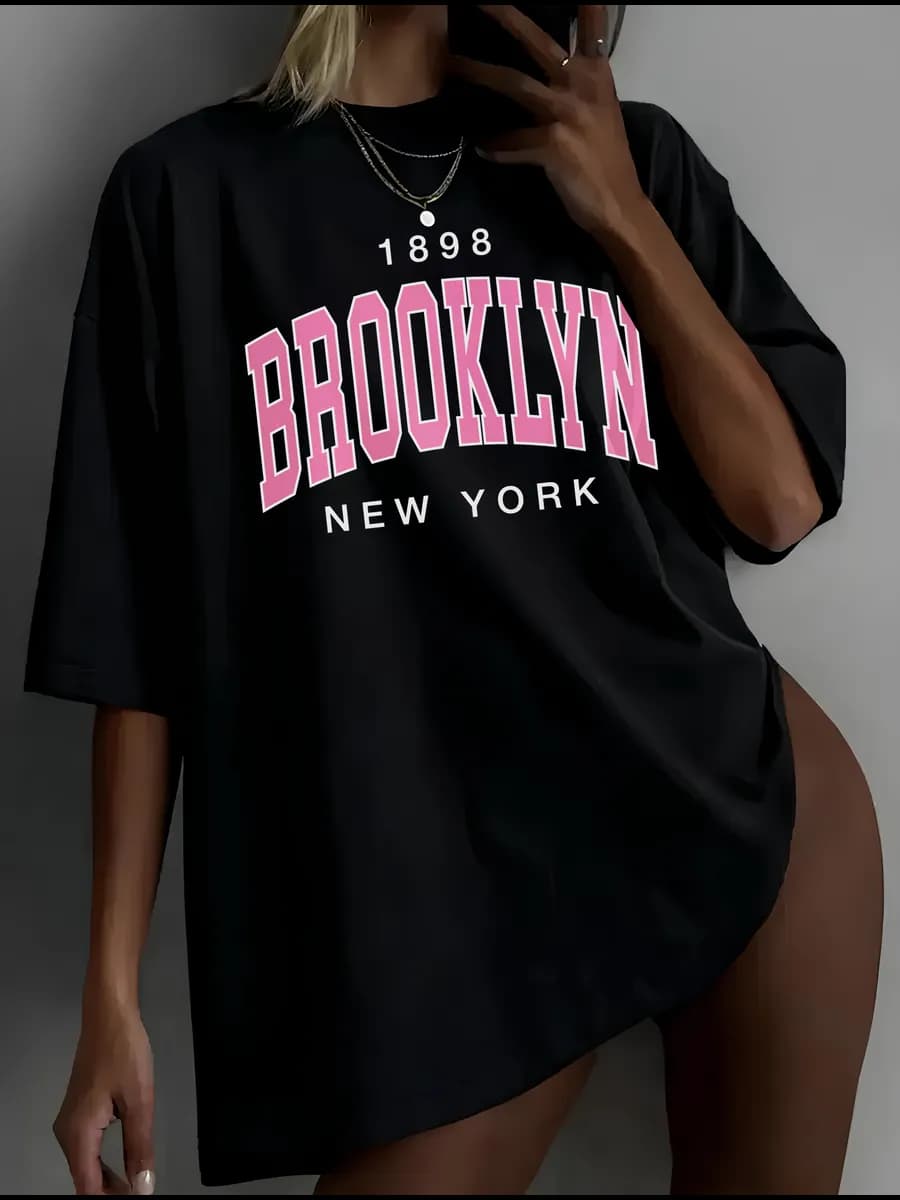 Футболка оверсайз с принтом Brooklyn бруклин