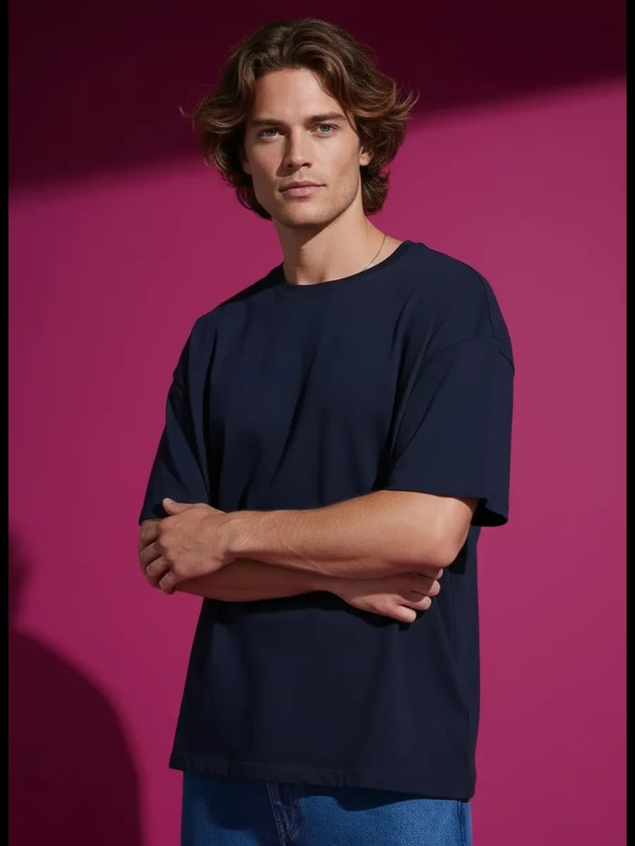 Футболка синяя оверсайз