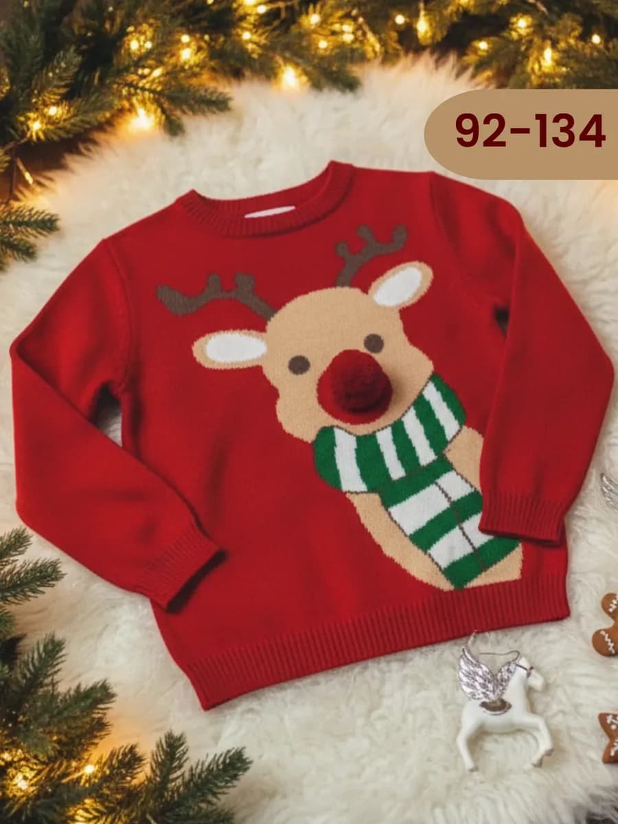 Свитер детский новогодний для девочки и мальчика