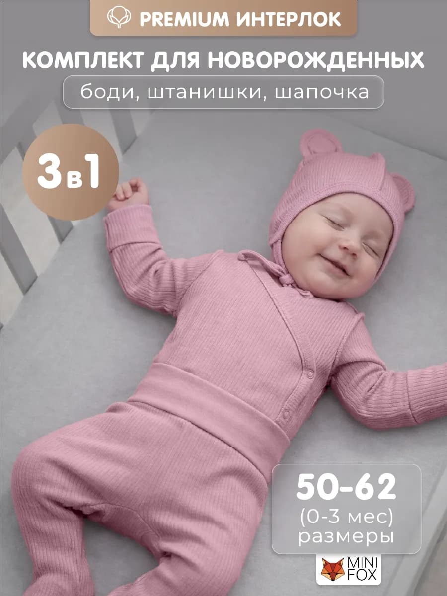 Комплект на выписку набор с боди для новорожденных