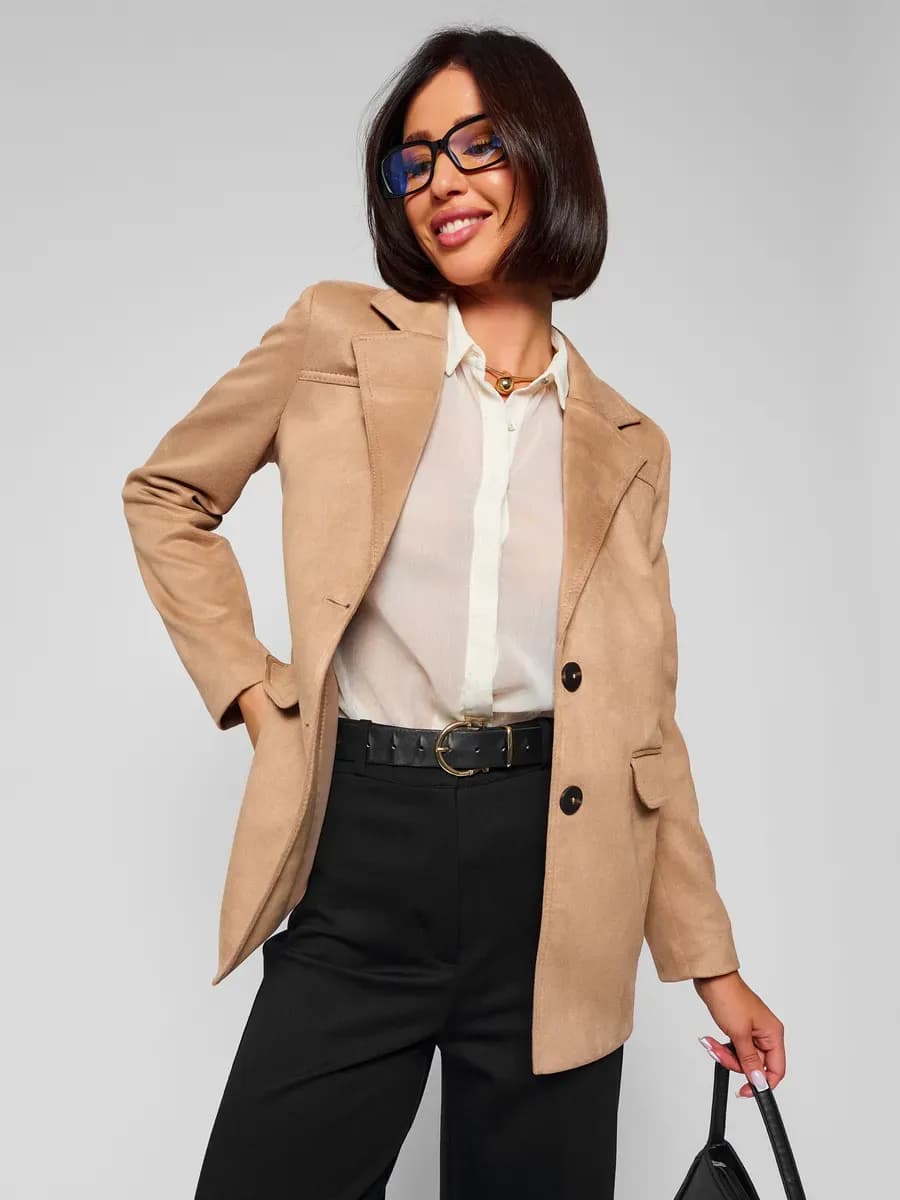 Пиджак женский оверсайз замшевый жакет праздничный вечерний