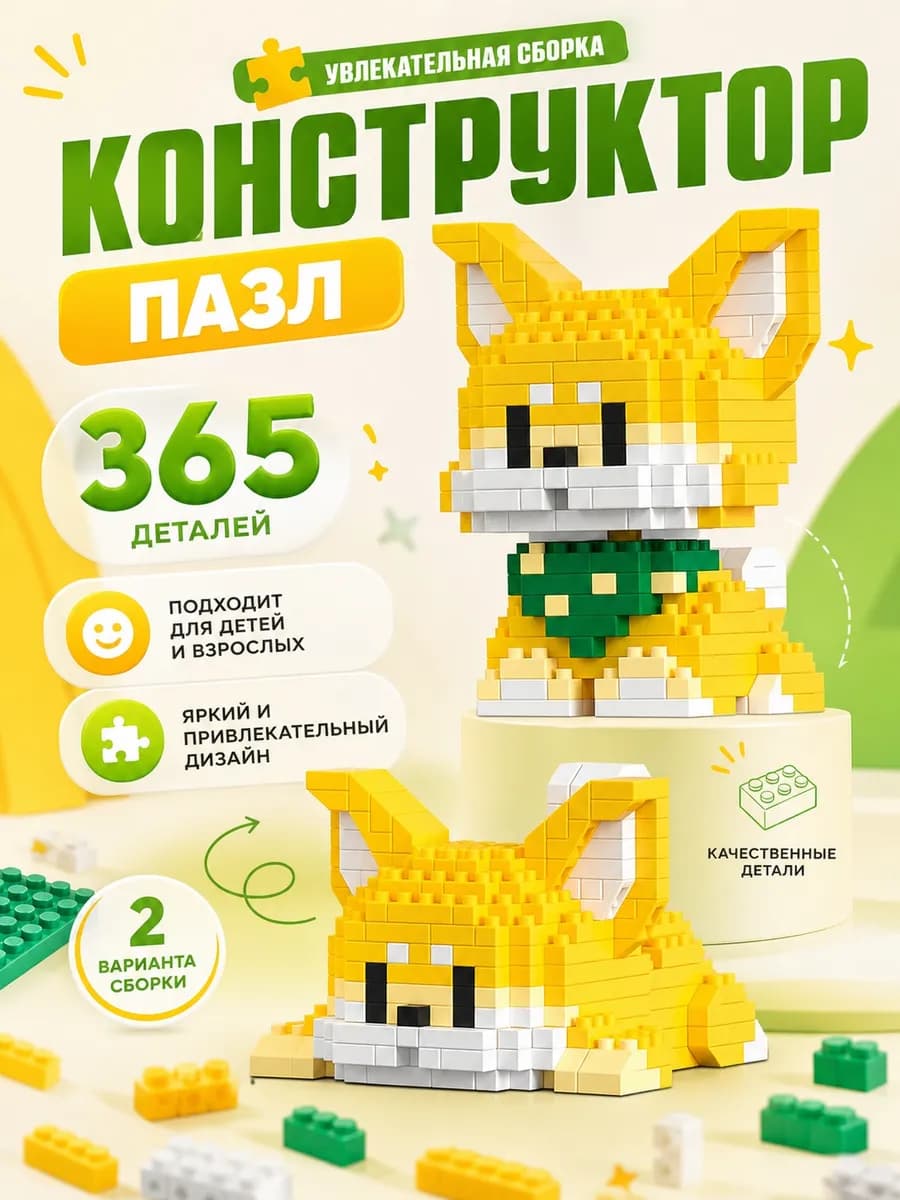 конструктор 3д собачка сиба-ину