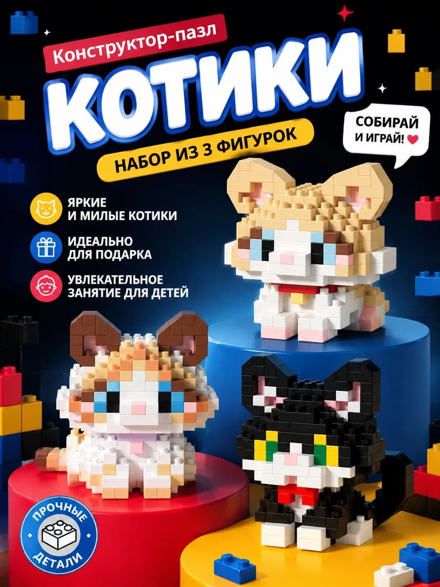 подарочный набор 3д конструктор 3 кота