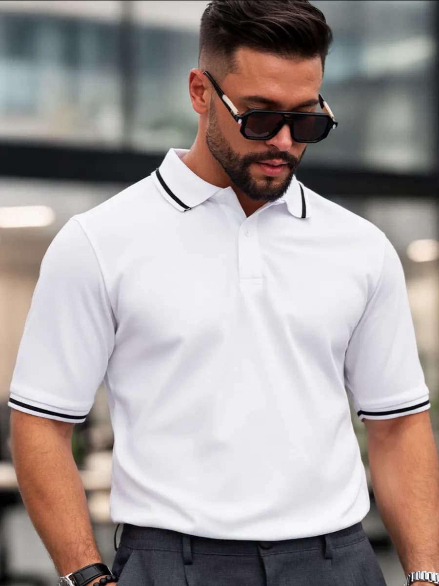 Хлопковая футболка поло с коротким рукавом