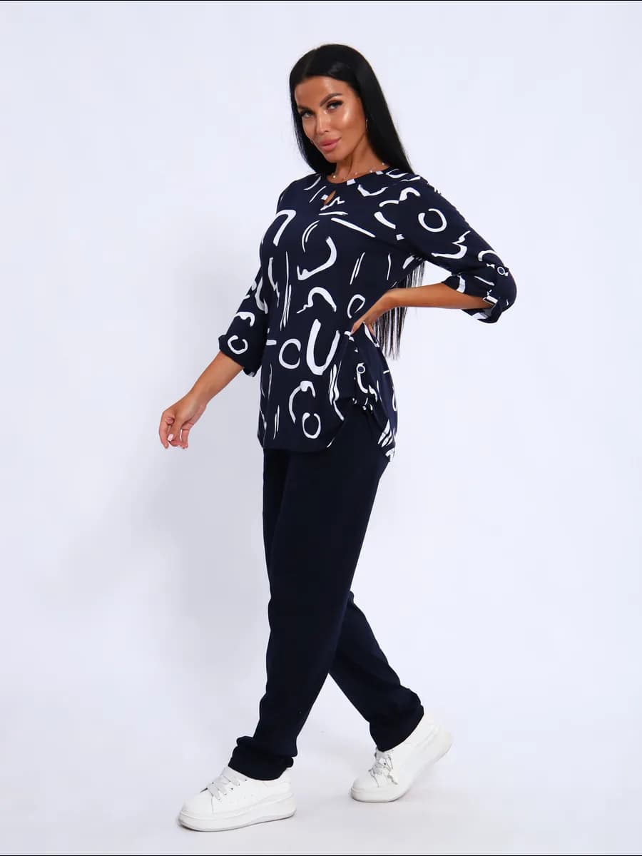 Домашний костюм трикотажный двойка с брюками