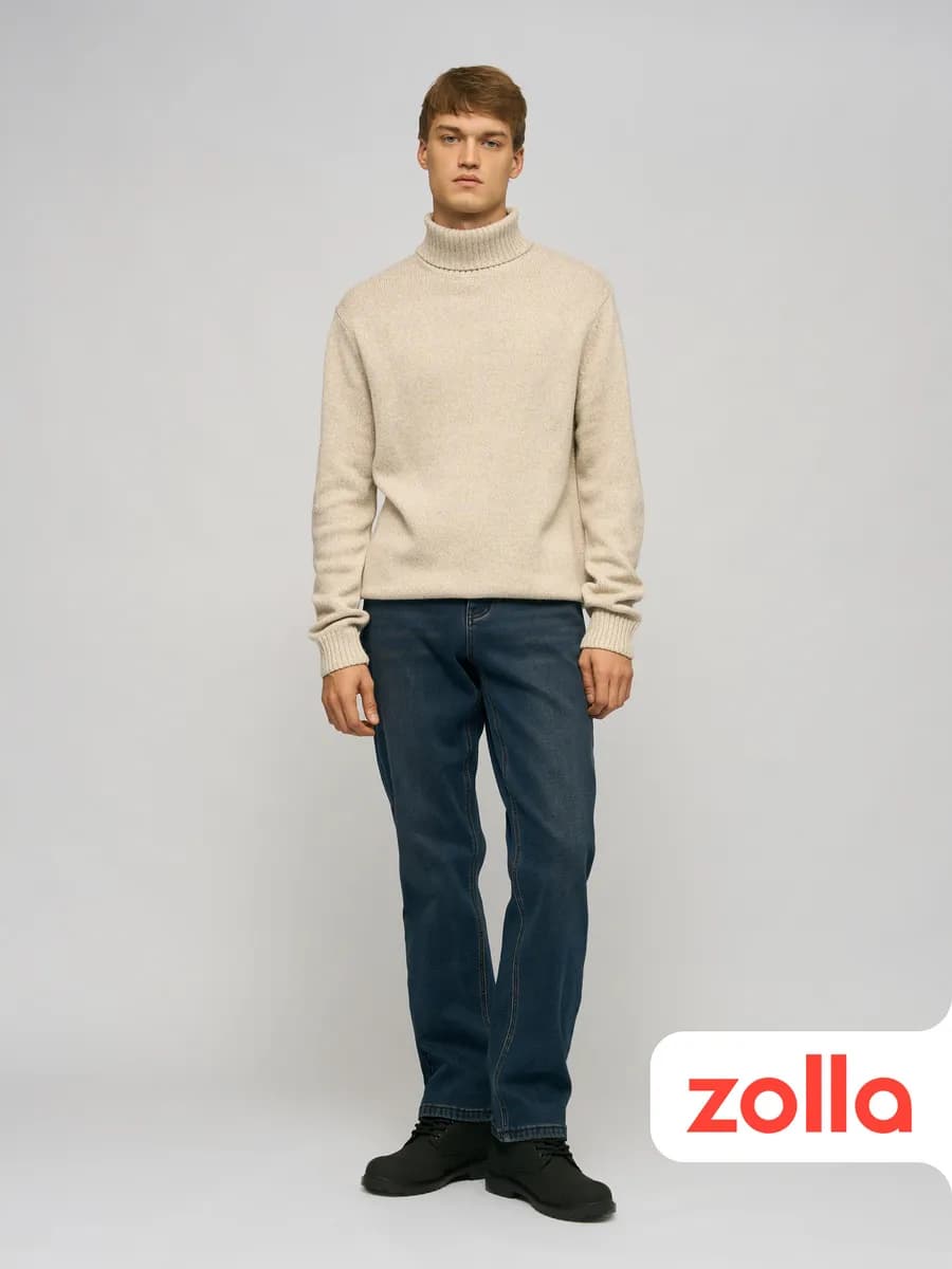 Тёплые мужские джинсы прямые с флисом