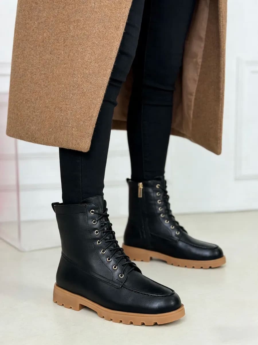 Зимние ботинки кожаные на платформе