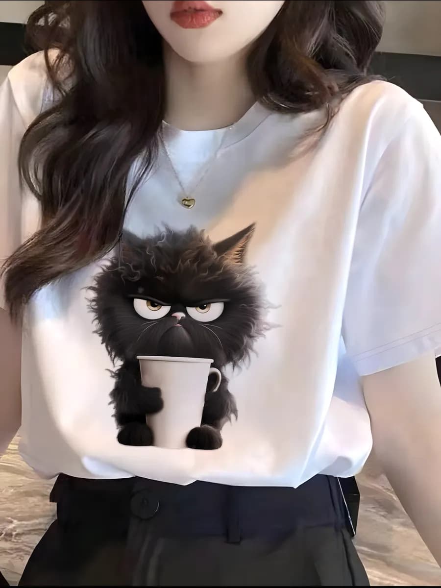 Футболка больших размеров с принтом хлопковая женская