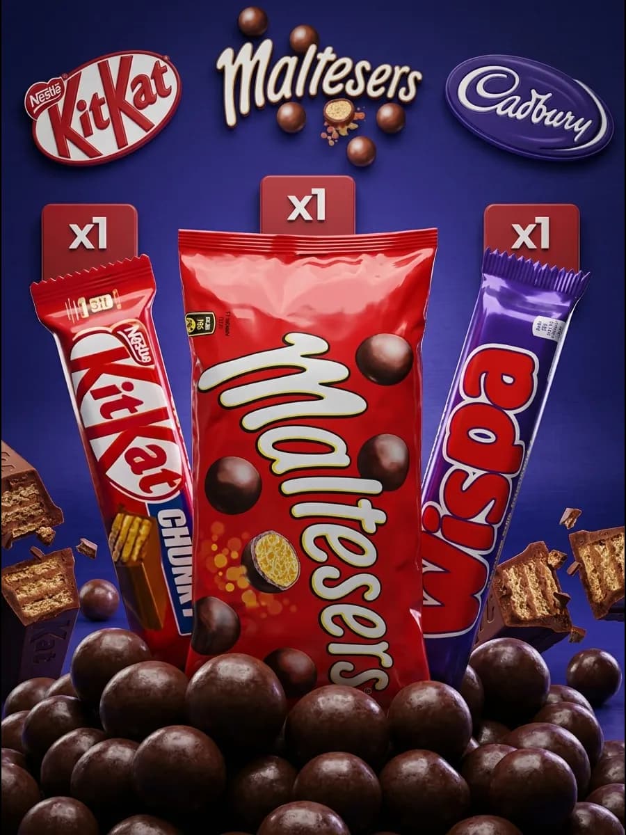 Набор сладостей КитКат, Maltesers и Wispa 3 шт