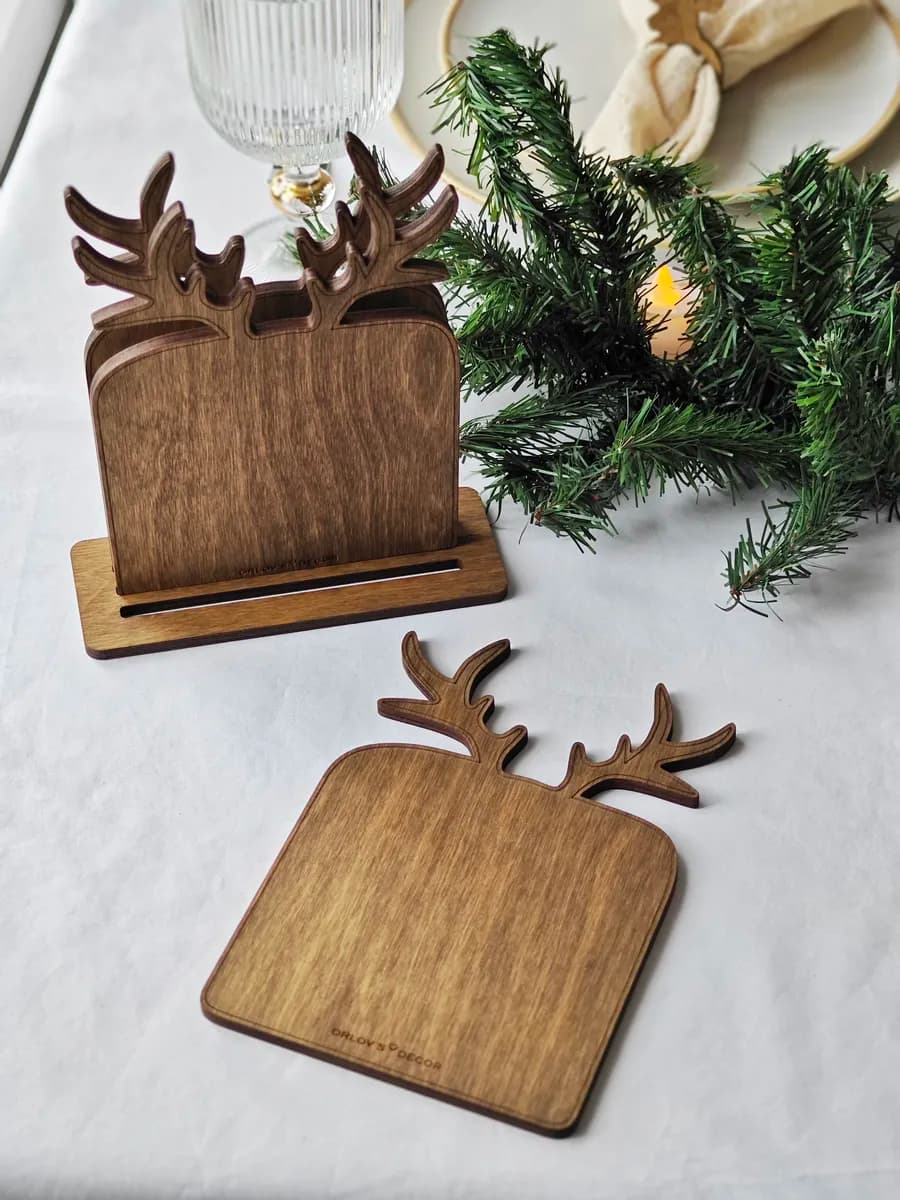 Подставки под горячее дерево "Олень" набор 3 штуки