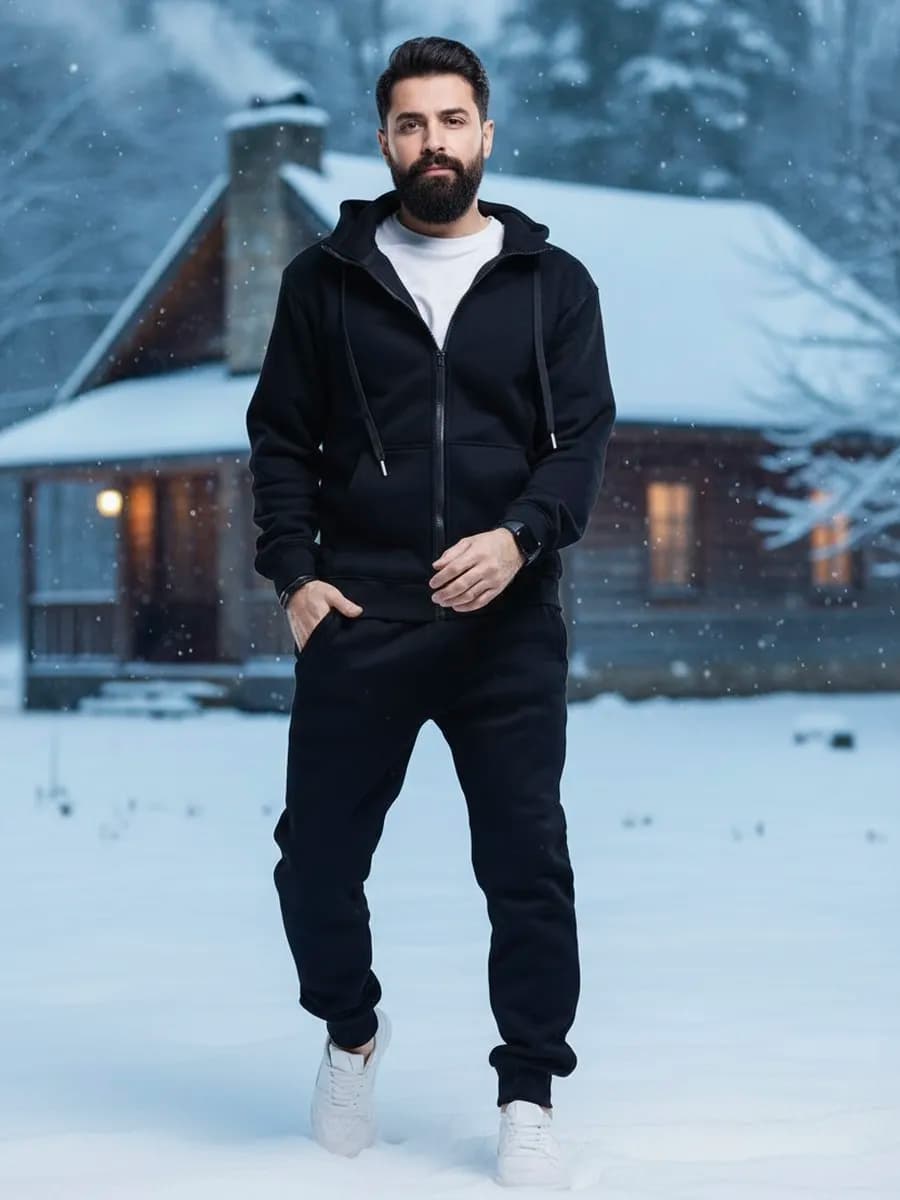 Спортивный костюм на молнии теплый с начесом