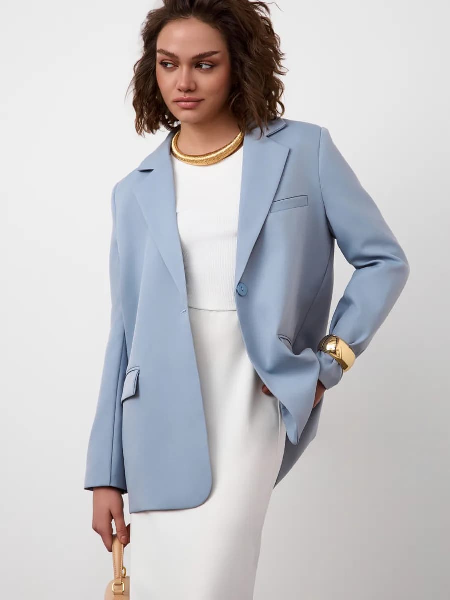 Пиджак оверсайз удлиненный блейзер классический жакет - фото 1