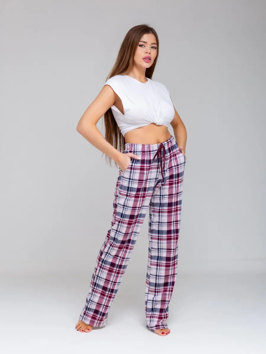 Брюки домашние трикотажные в клетку