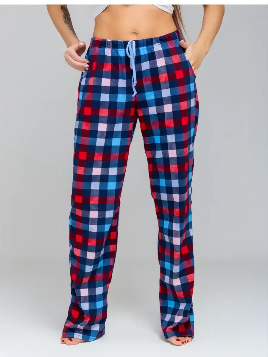 Брюки домашние трикотажные в клетку