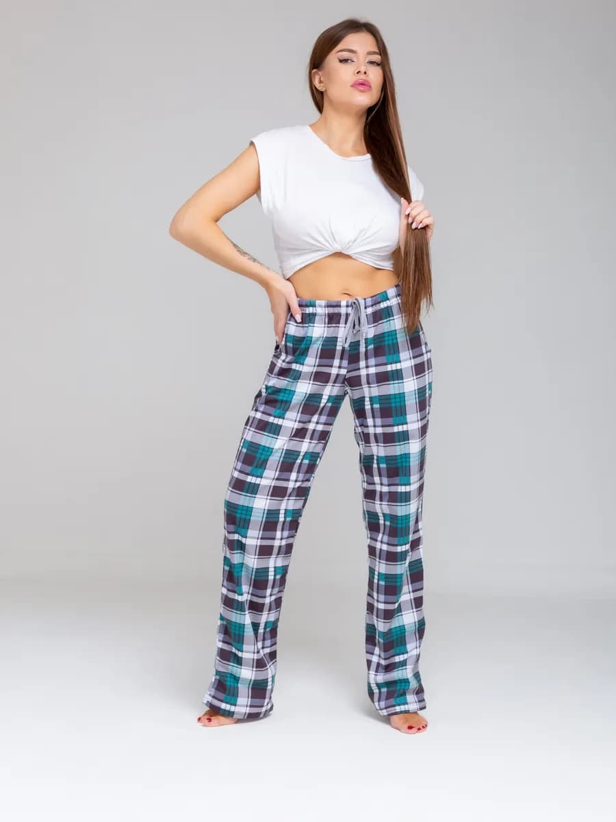 Брюки домашние трикотажные в клетку