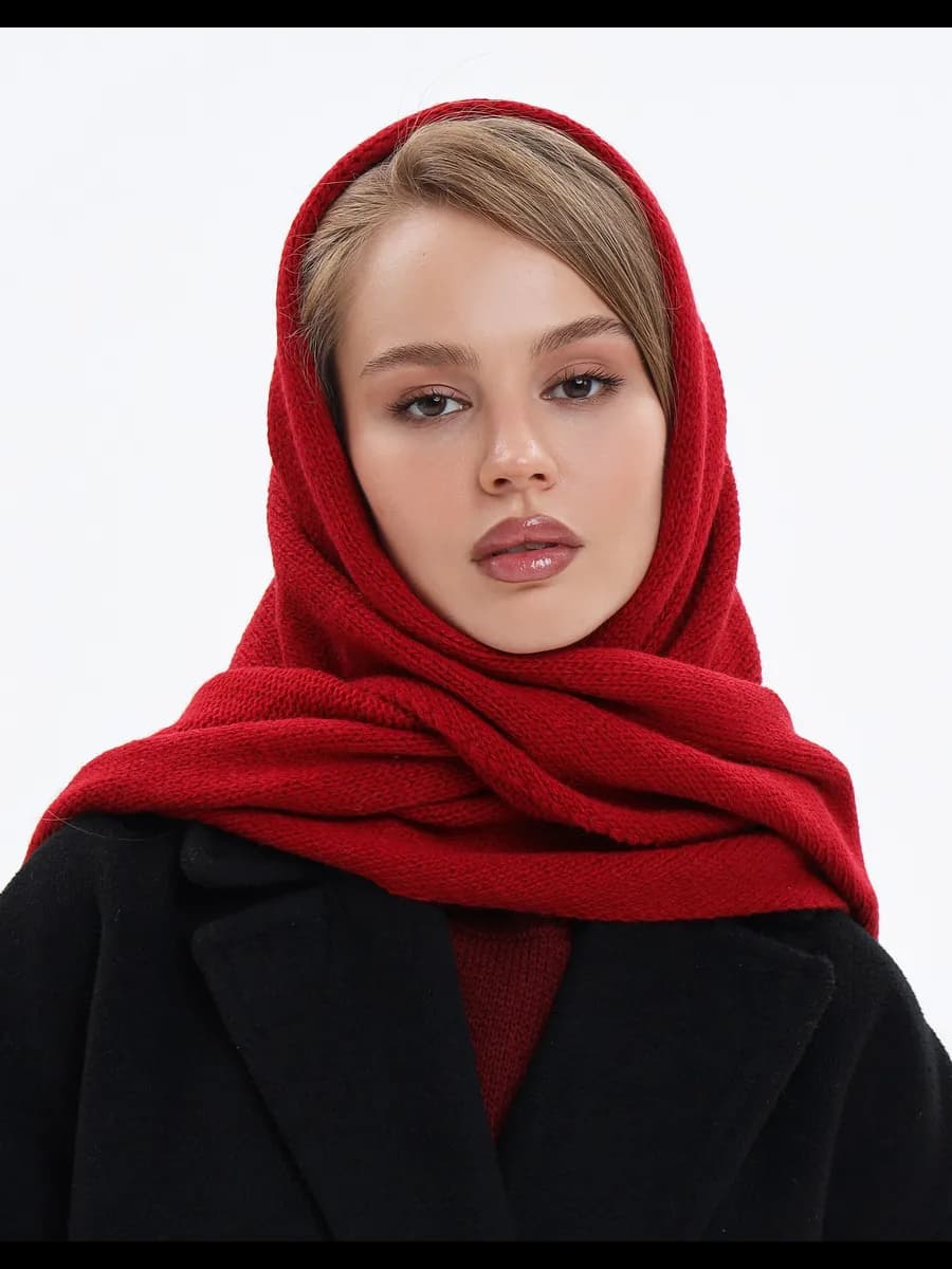 Косынка, платок теплый вязаный осенний на шею и на голову