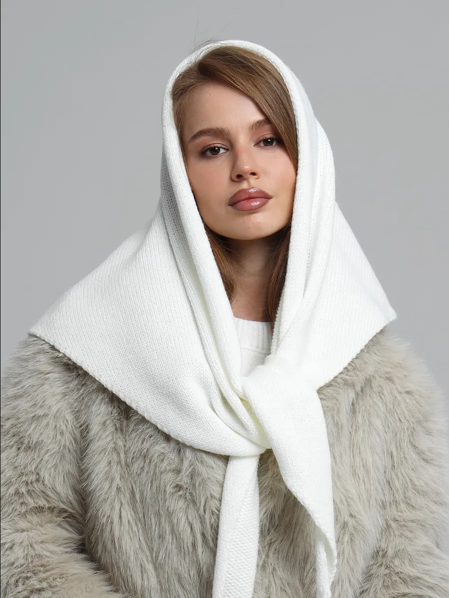 Косынка, платок теплый вязаный осенний на шею и на голову